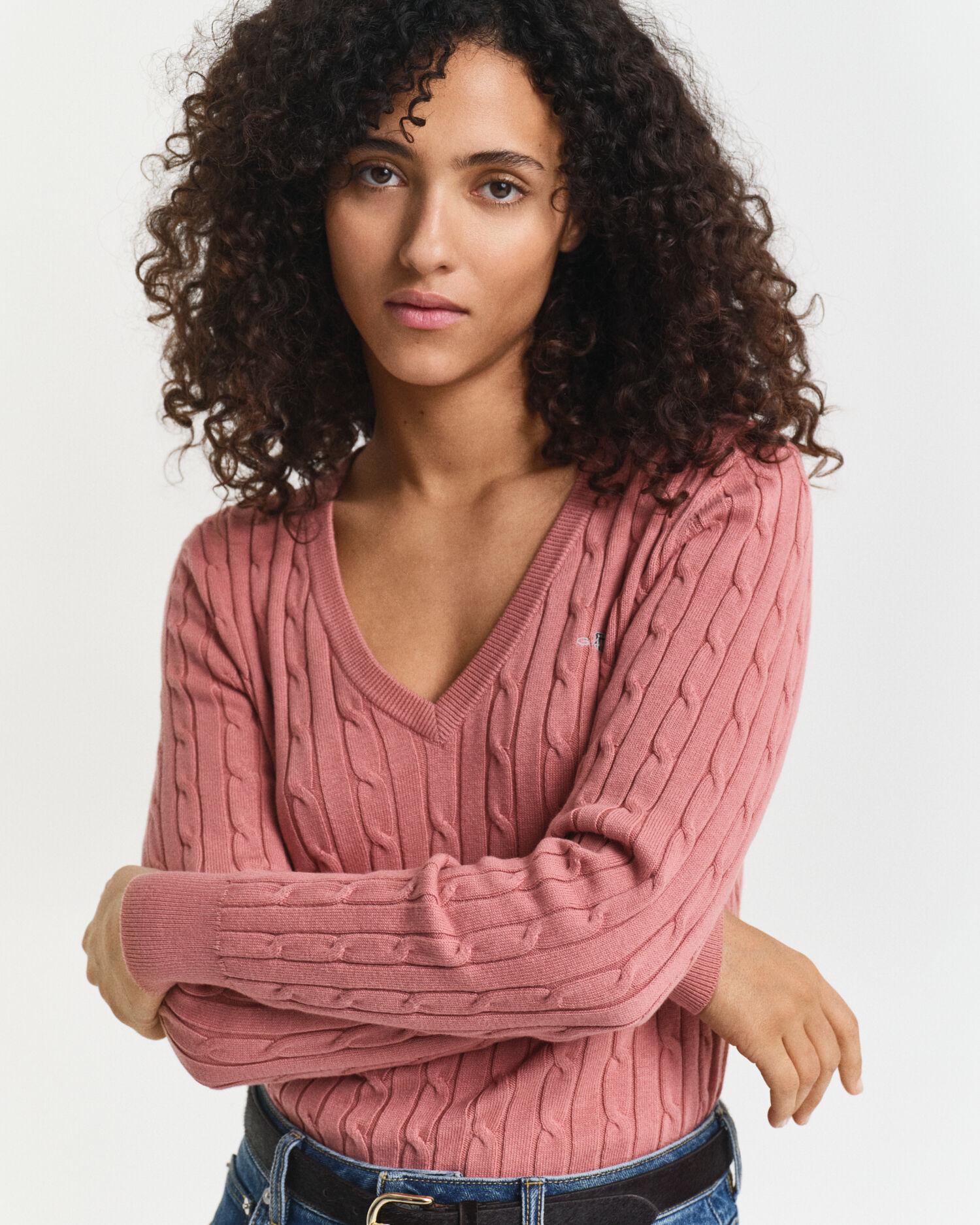 Cable Knit V-Neck Sweater