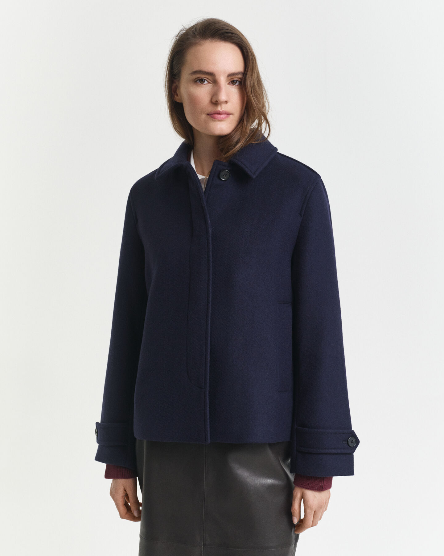 Wool Blend Short Car Coat