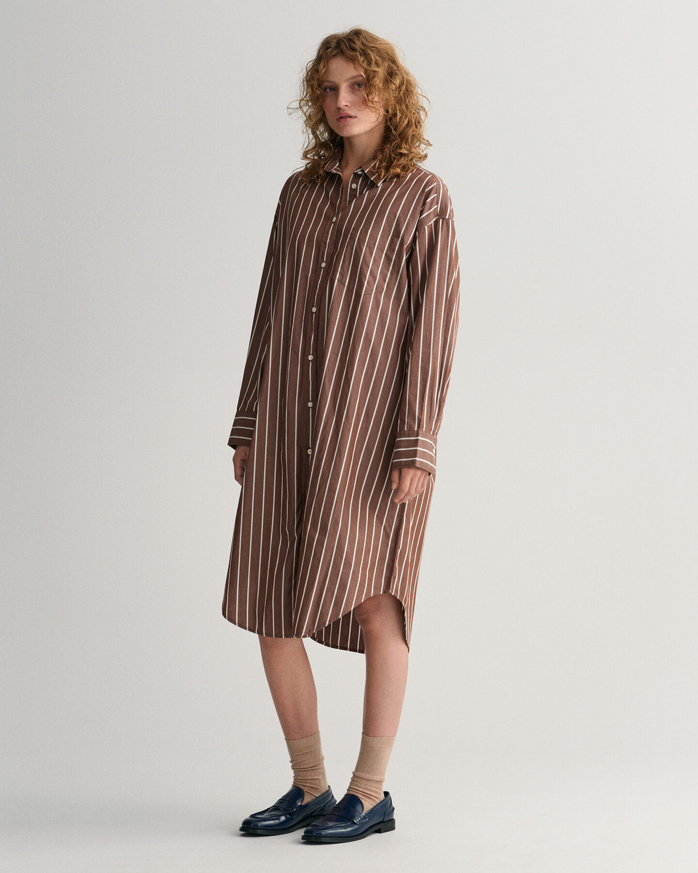 Oversized Striped Shirt Dress