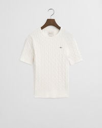 Stretch Cotton Cable Knit Sweater