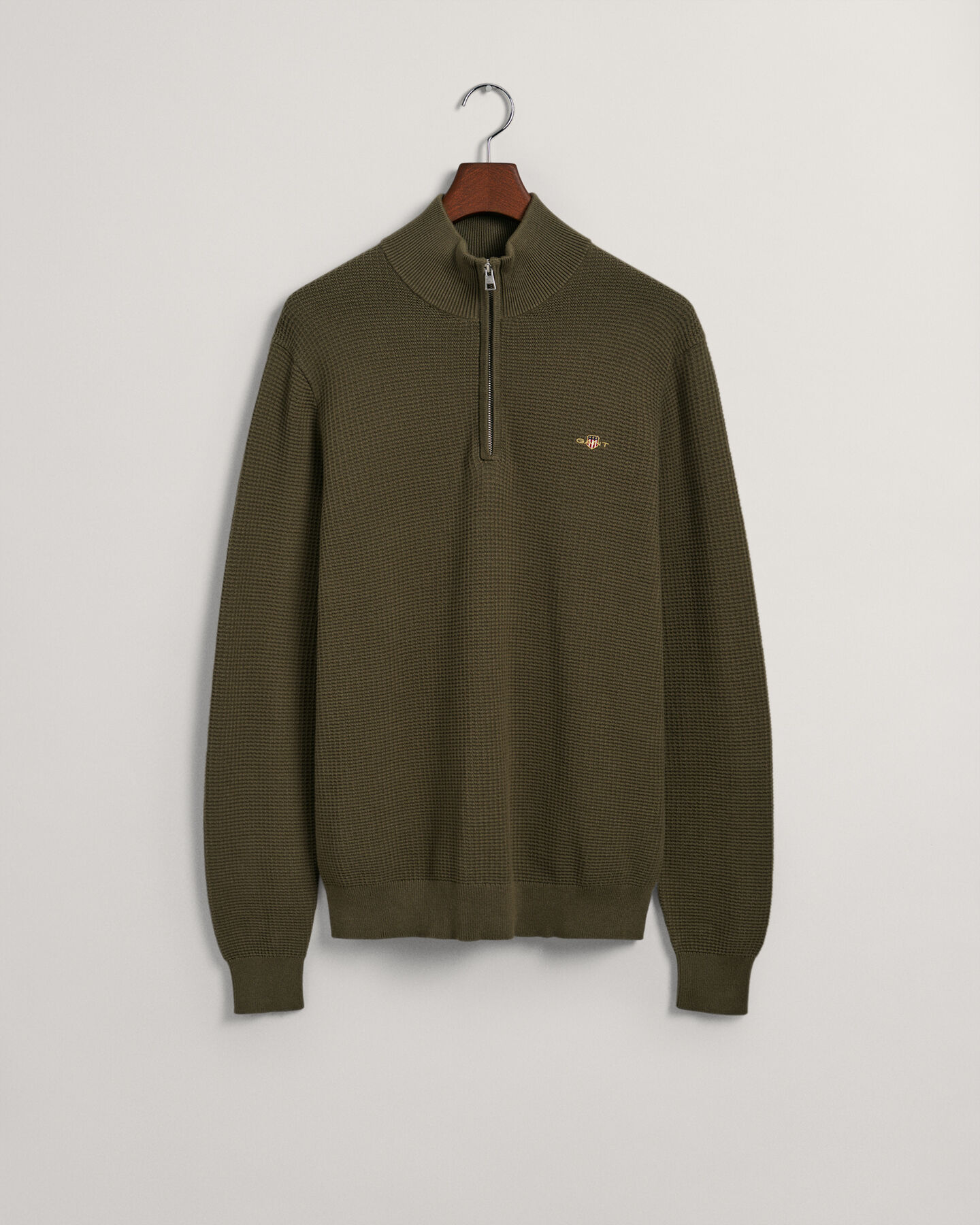 Textured Cotton Half-Zip Sweater