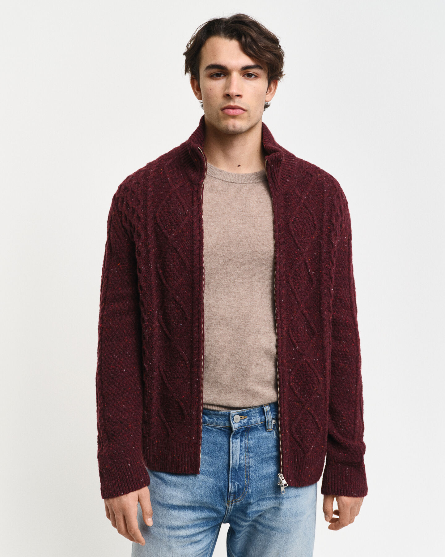 Cable Knit Zip Cardigan