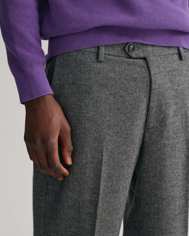 Tapered Herringbone Pants