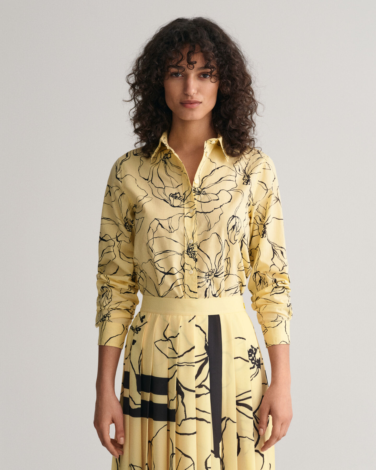 Regular Fit Line Drawing Cotton Voile Shirt