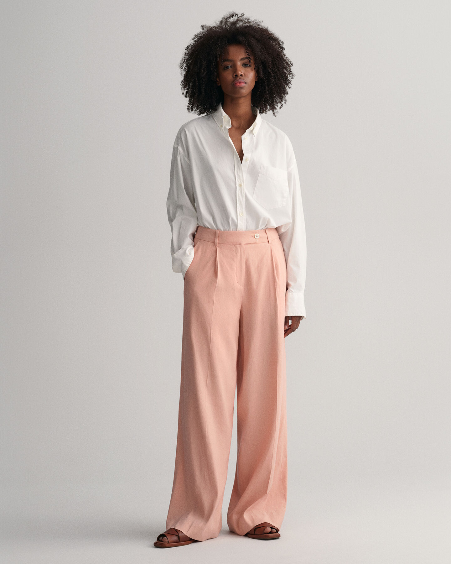 Wide Leg Stretch Linen Pants