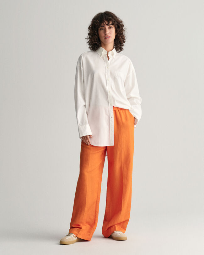 Relaxed Fit Linen Blend Pull-On Pants