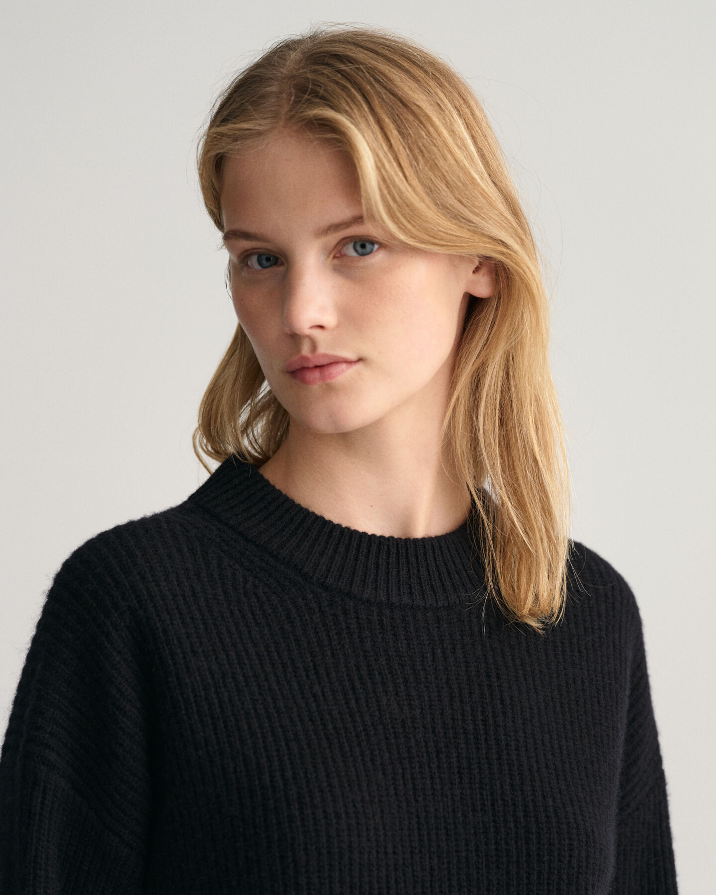 Wool Ribbed Crew Neck Sweater