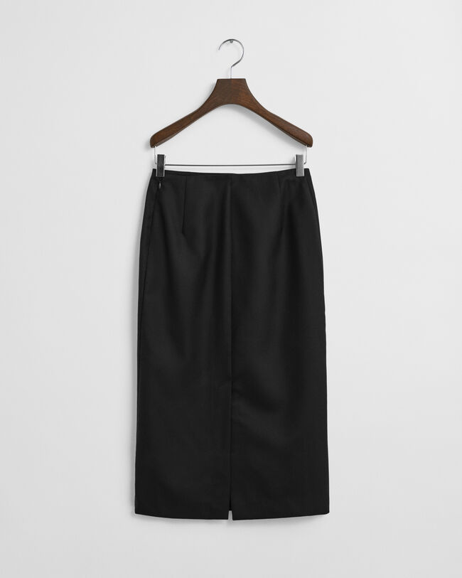 Wool Blend Midi Pencil Skirt