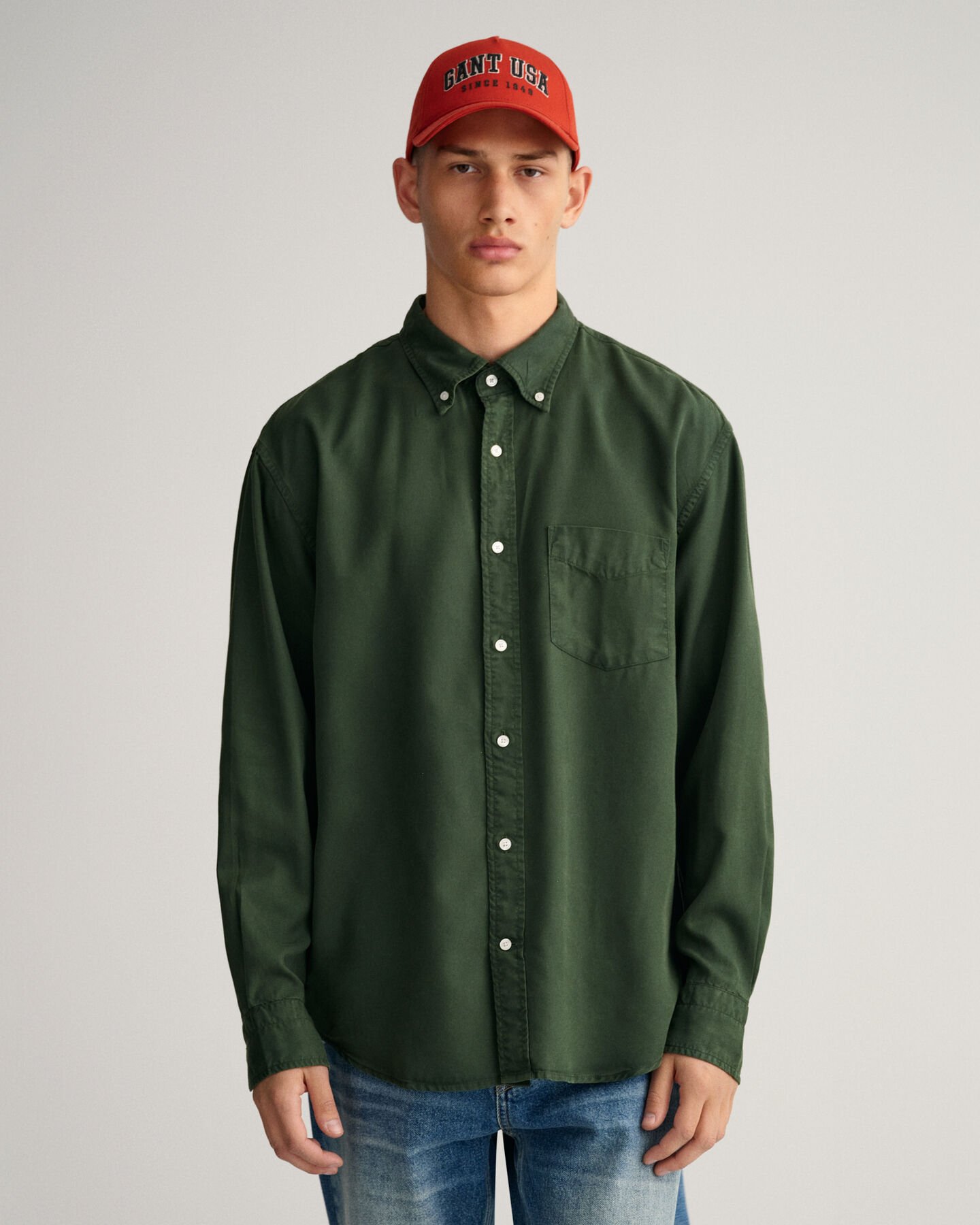 Relaxed Fit Garment-Dyed Lyocell Shirt