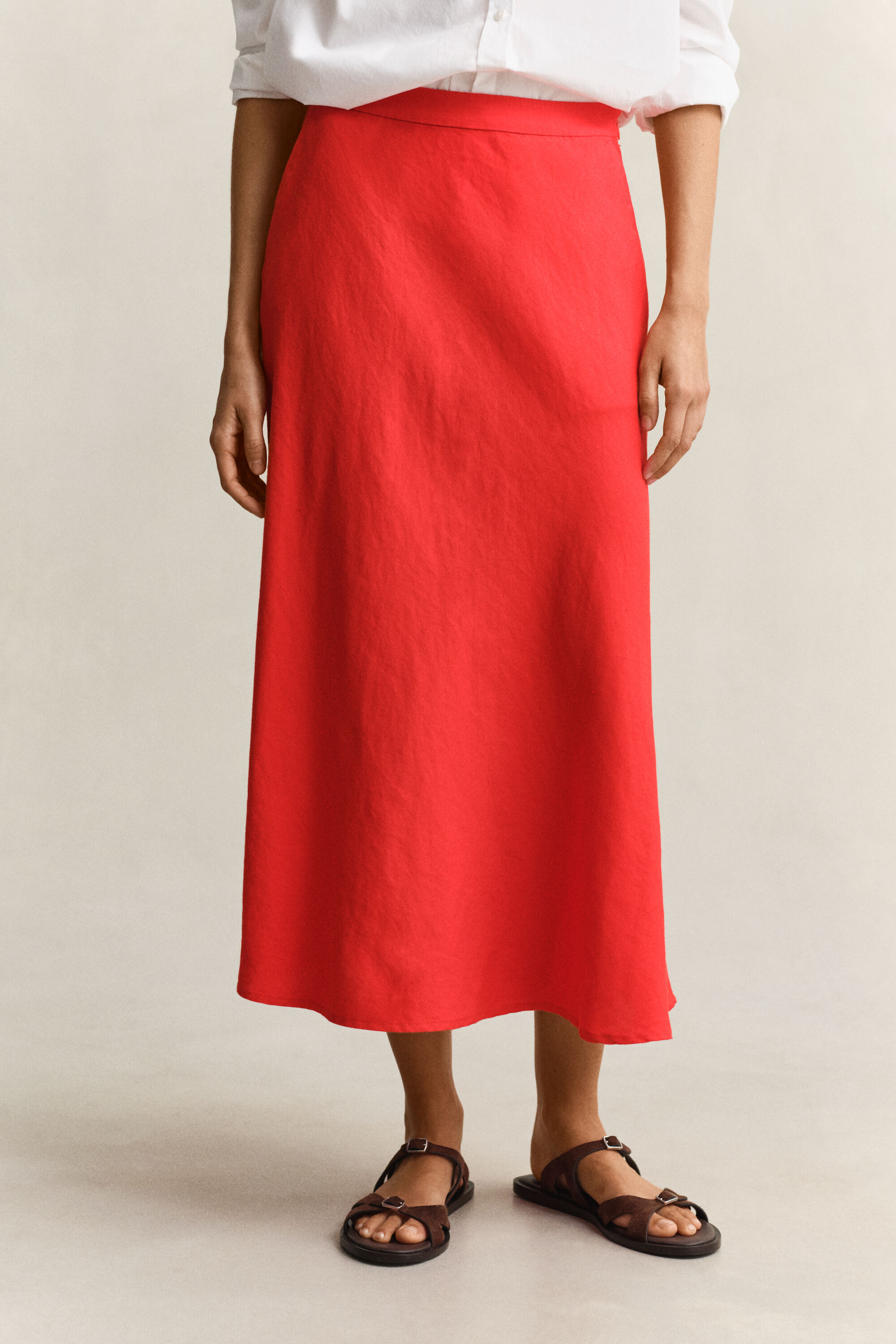 Flared Linen Blend Skirt