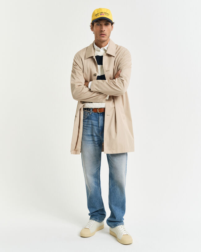 Striped Cotton Cable Knit Crew Neck Sweater