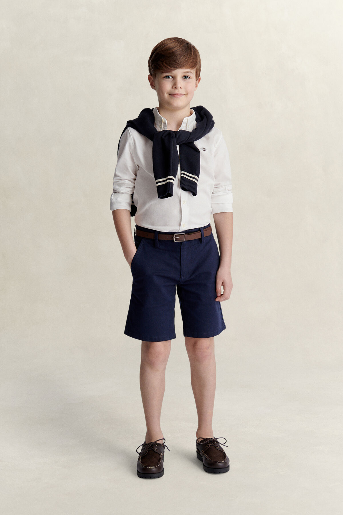 Teen Boys Shield Oxford Shirt — WHITE