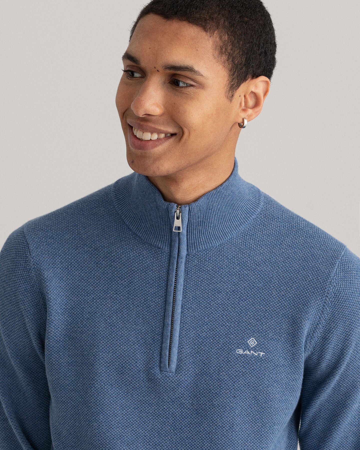 Cotton Piqu&eacute; Half-Zip Sweater