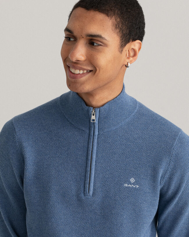 Cotton Piqu&eacute; Half-Zip Sweater