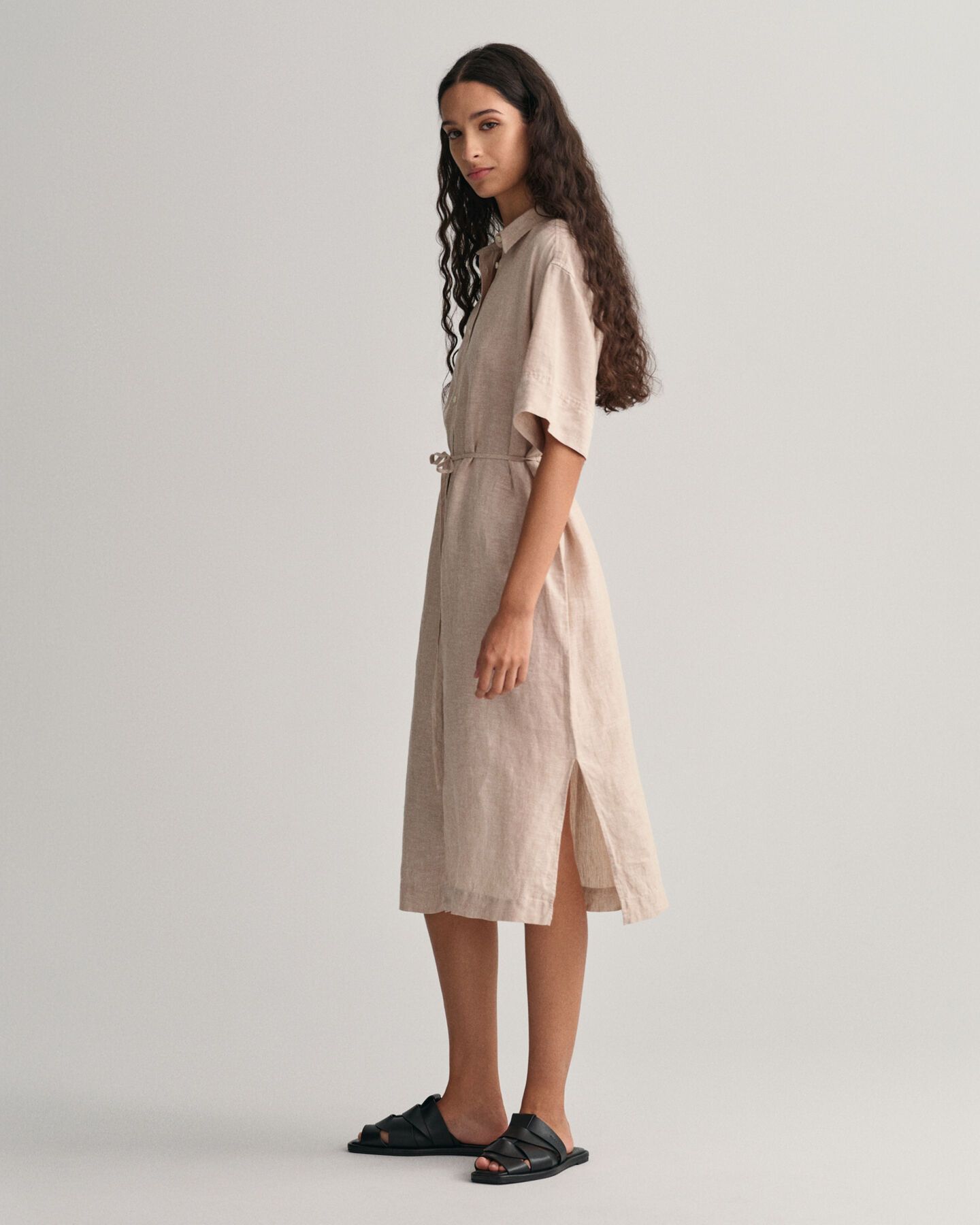 Linen Short Sleeve Shirt Dress