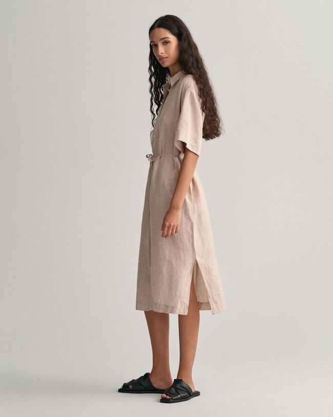 Linen Short Sleeve Shirt Dress