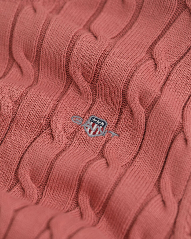 Teen Girls Stretch Cotton Cable Knit Crew Neck Sweater