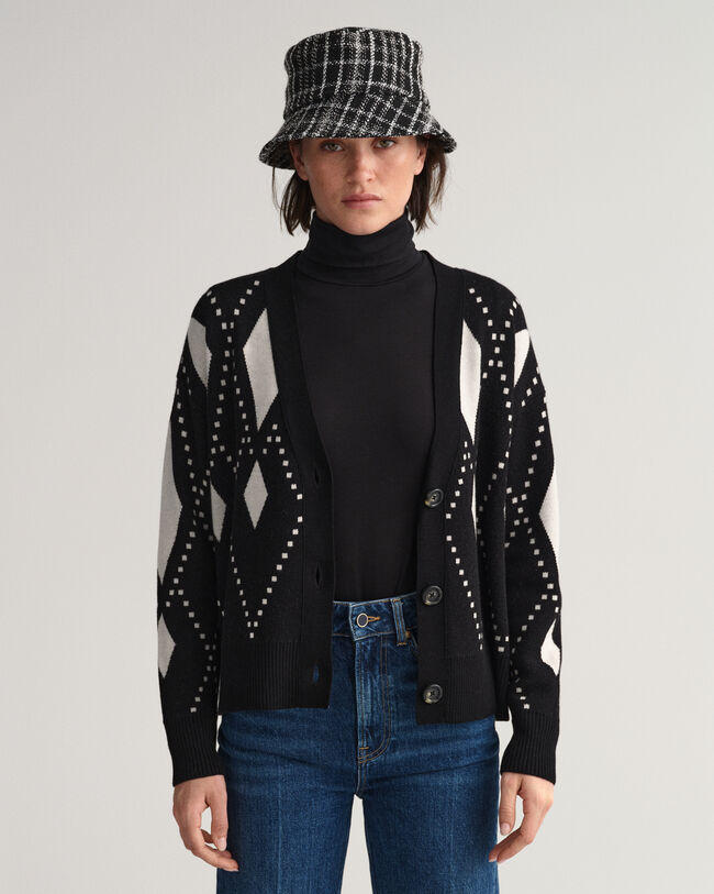 Argyle V-Neck Cardigan