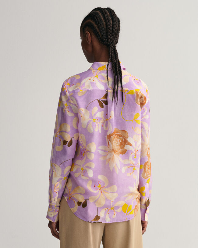 Regular Fit Floral Print Cotton Silk Shirt