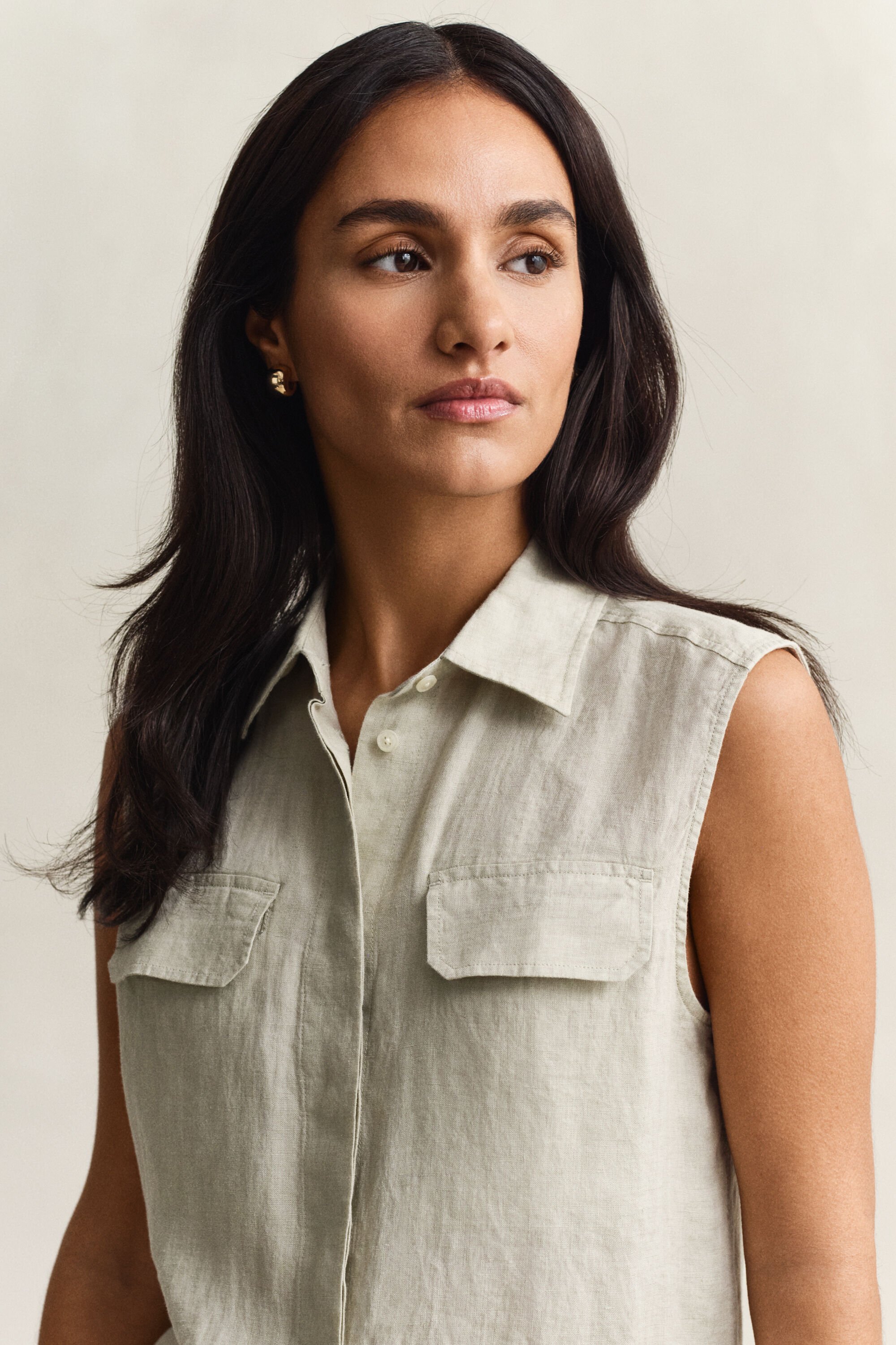 Sleeveless Linen Shirt