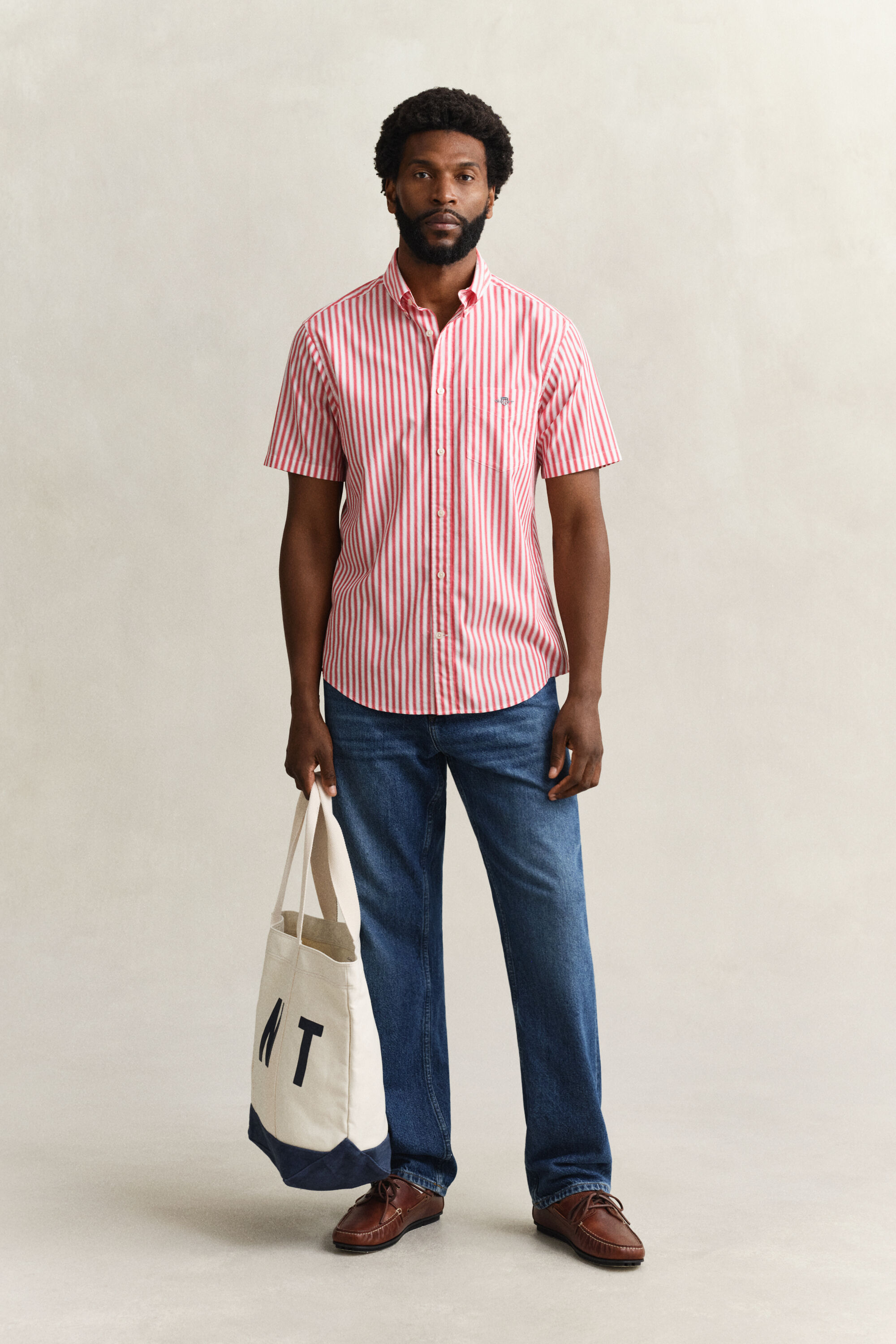 Striped Classic Poplin Short Sleeve Shirt