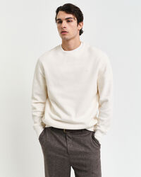 Waffle Textured Crew Neck Sweatshirt