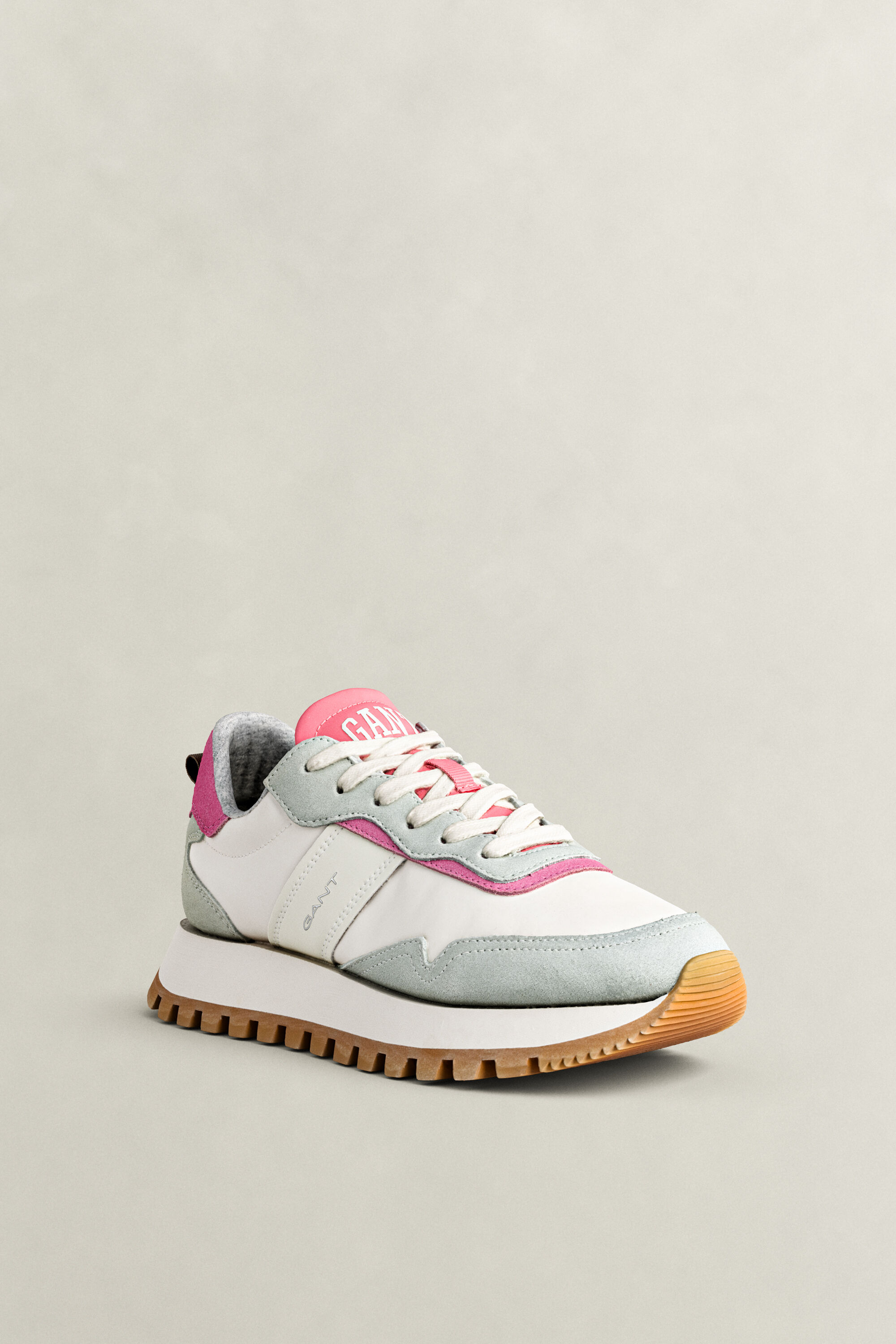 Caffay Suede Nylon Sneakers — EGGSHELL