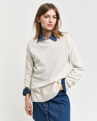 Wool Cashmere Blend Crew Neck Sweater