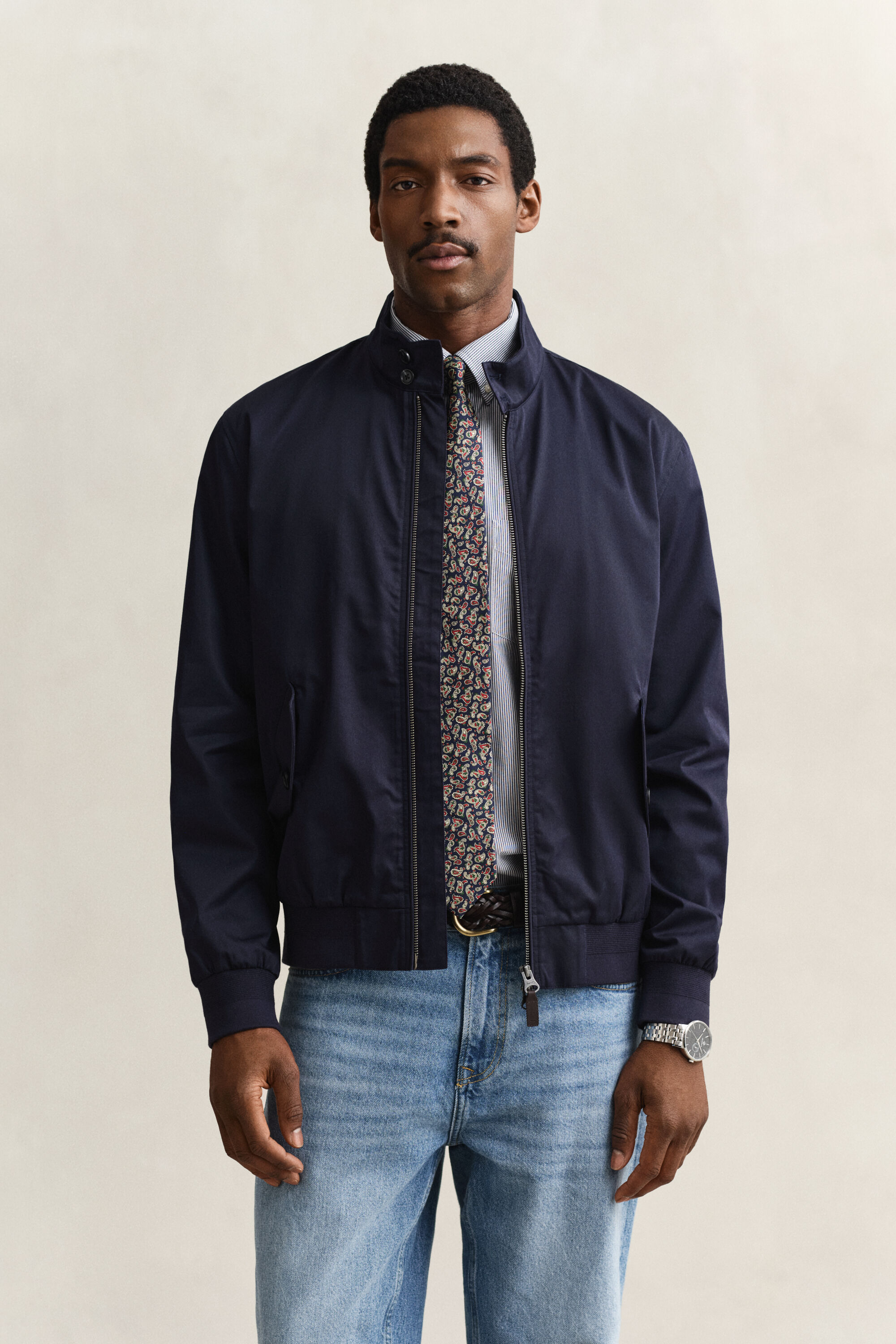 Cotton Blend Harrington Jacket
