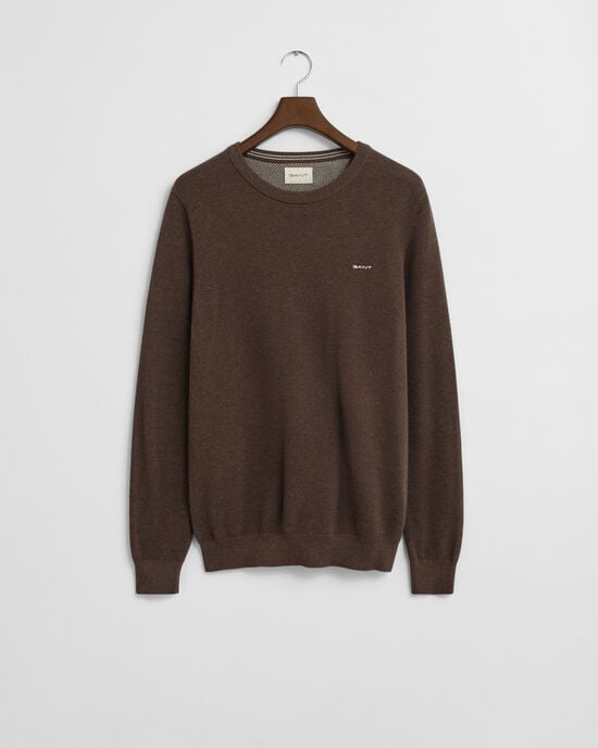 Cotton Piqué Crew Neck Sweater