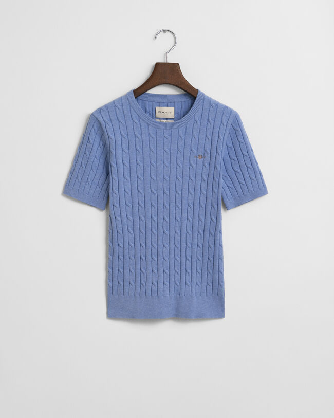 Stretch Cotton Cable Knit Sweater