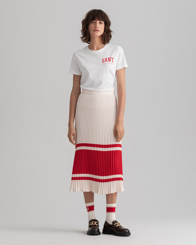 Stripe Pleated Skirt