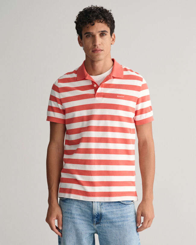 Wide Striped Piqu&eacute; Polo Shirt