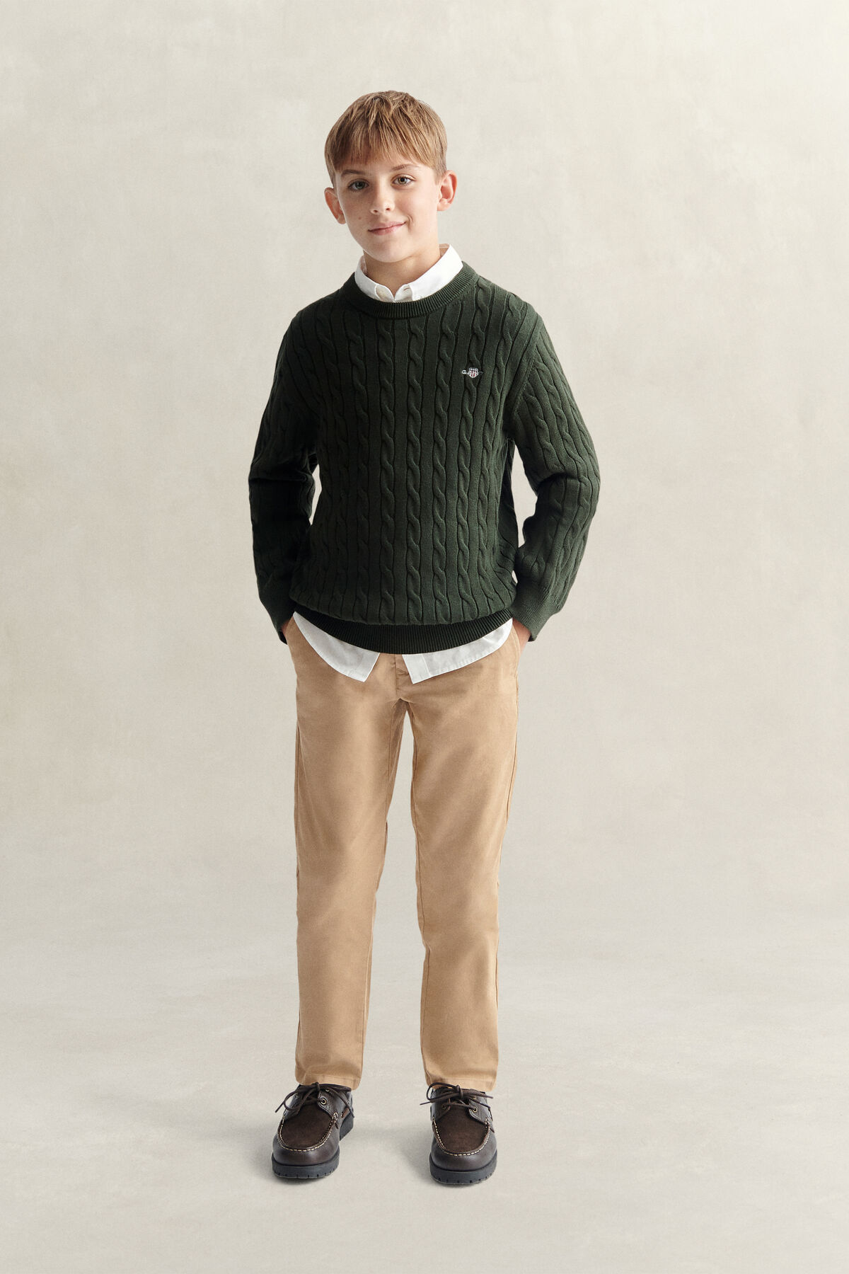Teen Boys Shield Sweater — DARK MOSS GREEN