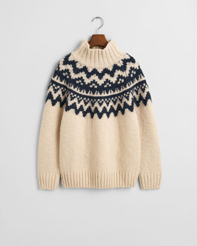 Fair Isle Stand Collar Sweater