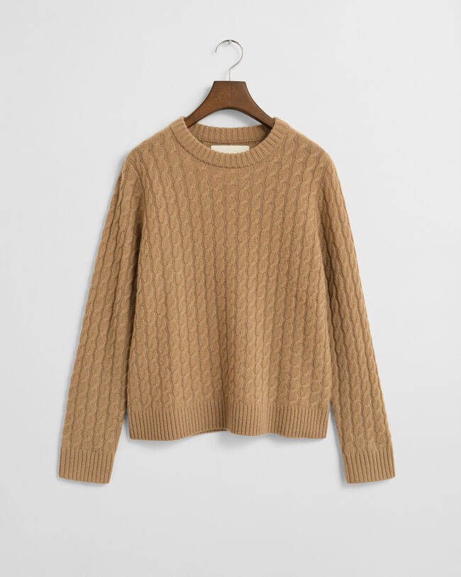 Cashmere Cable Knit Crew Neck Sweater