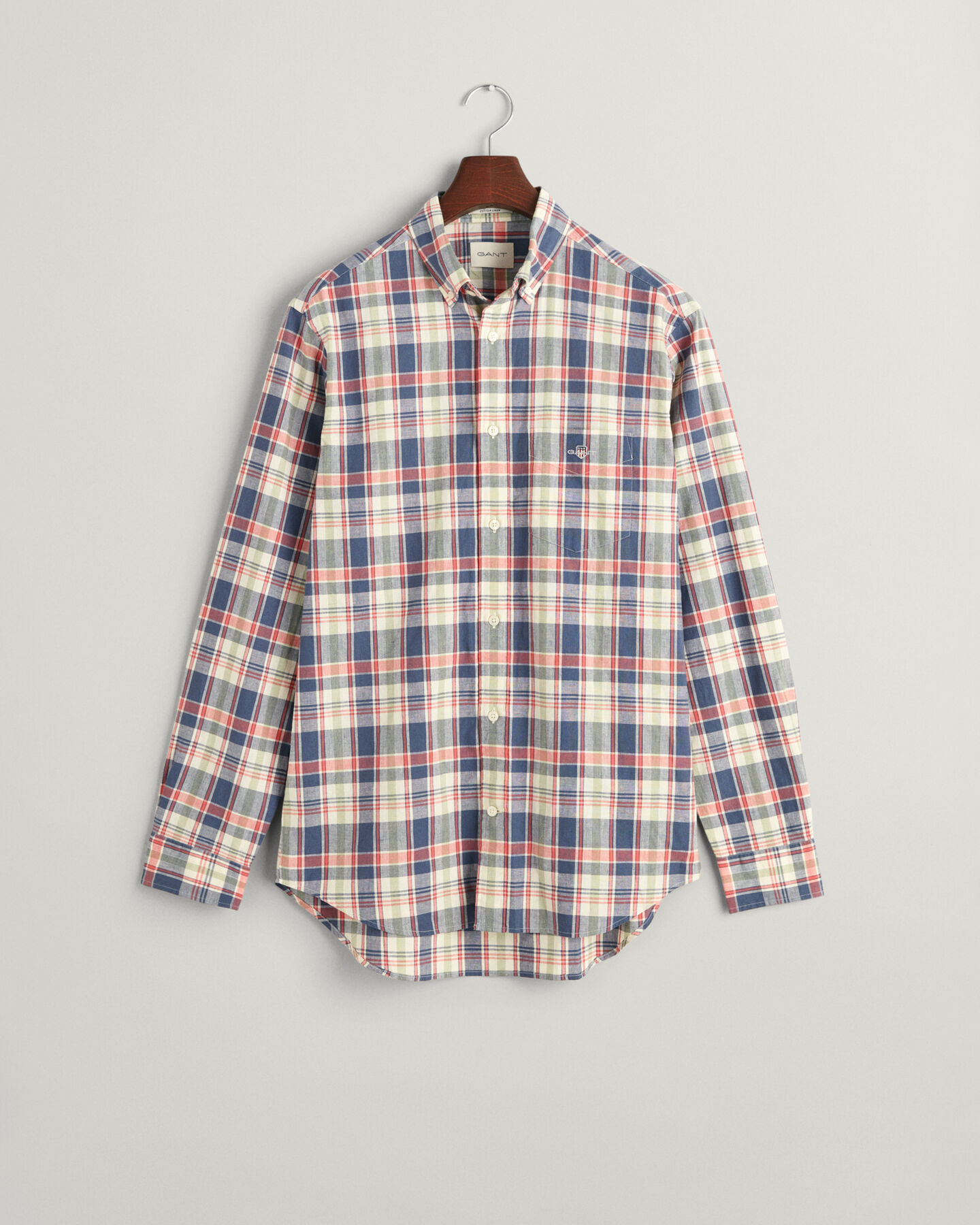 Regular Fit Checked Cotton Linen Shirt