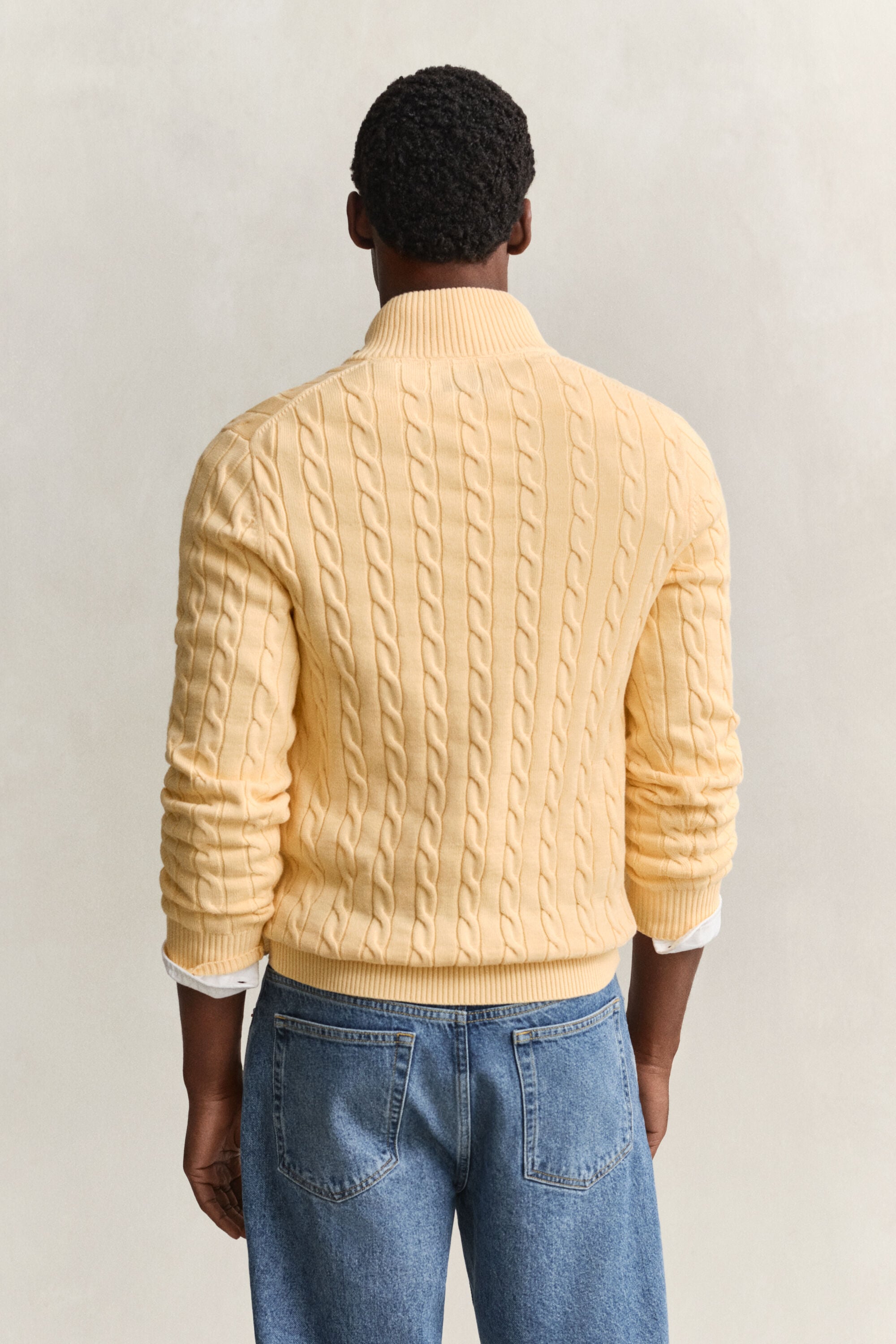 Cotton Cable Knit Half-Zip Sweater