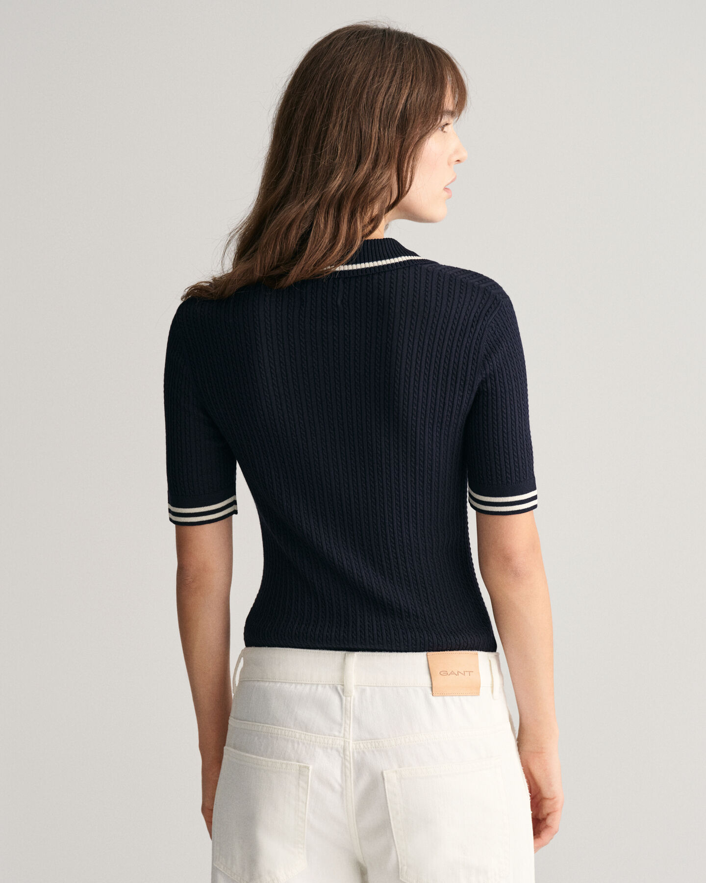 Mini Cable Knit Polo Sweater
