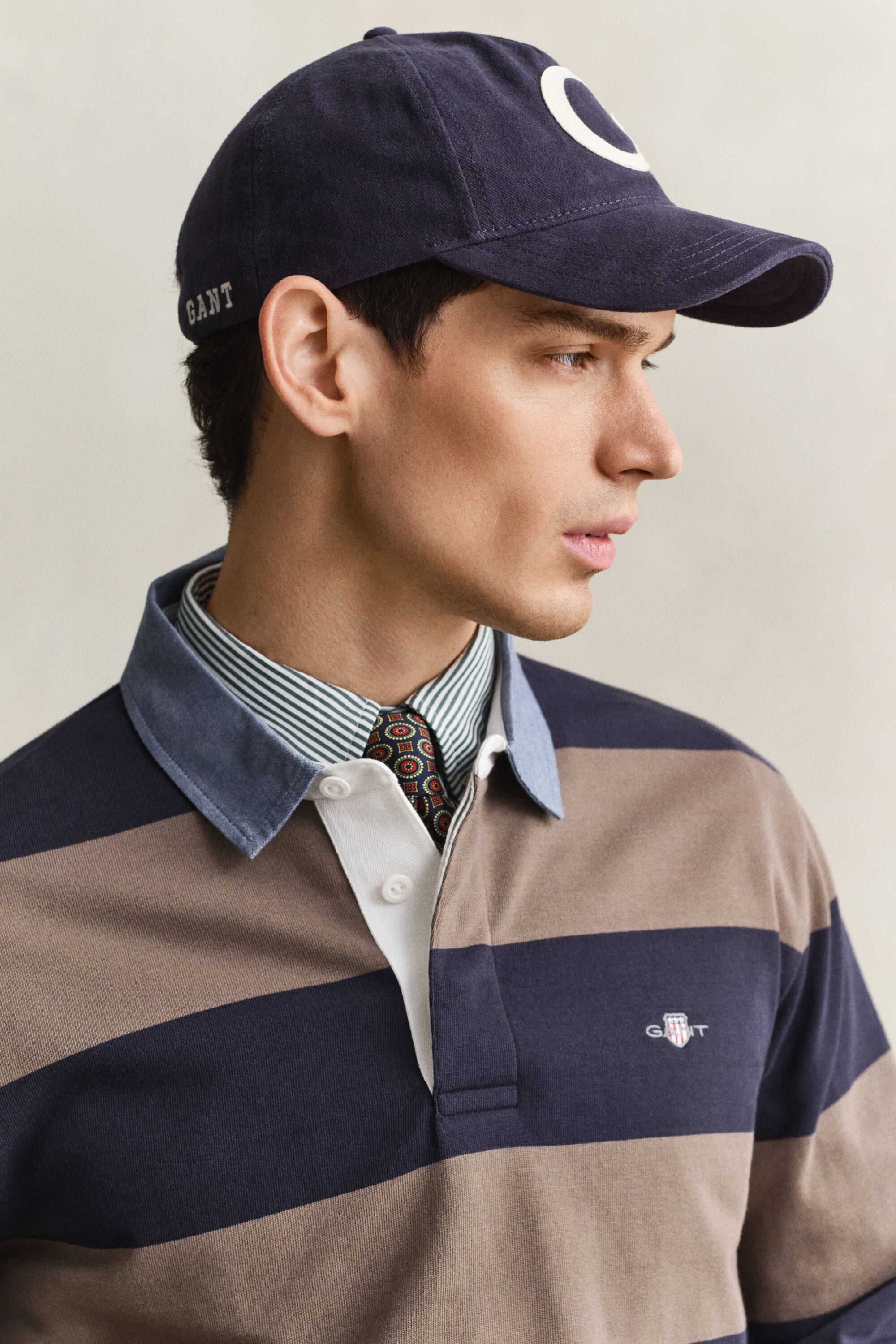 Chambray Collar Striped Heavy Rugger