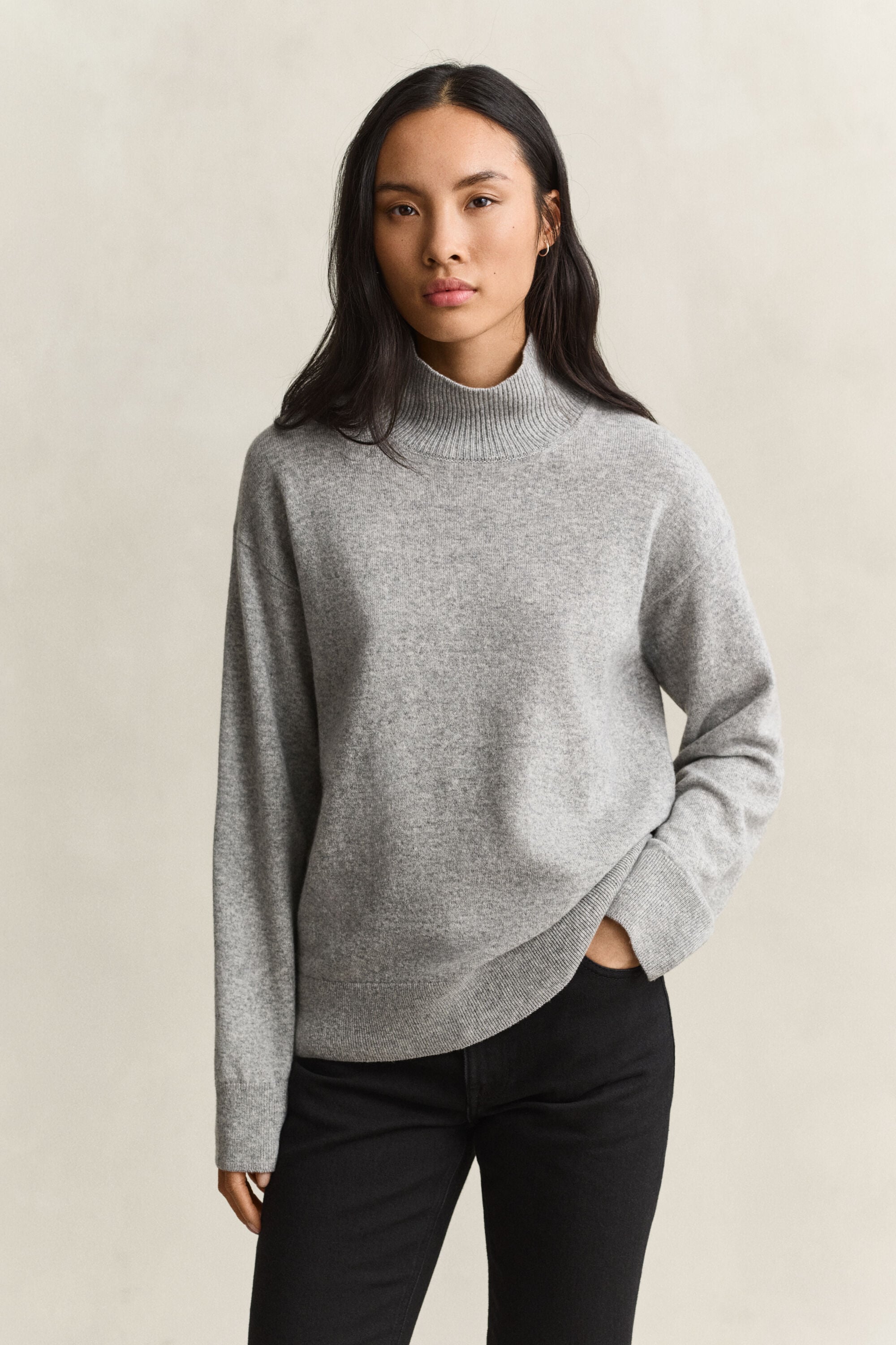 Superfine Lambswool Mock Neck Sweater