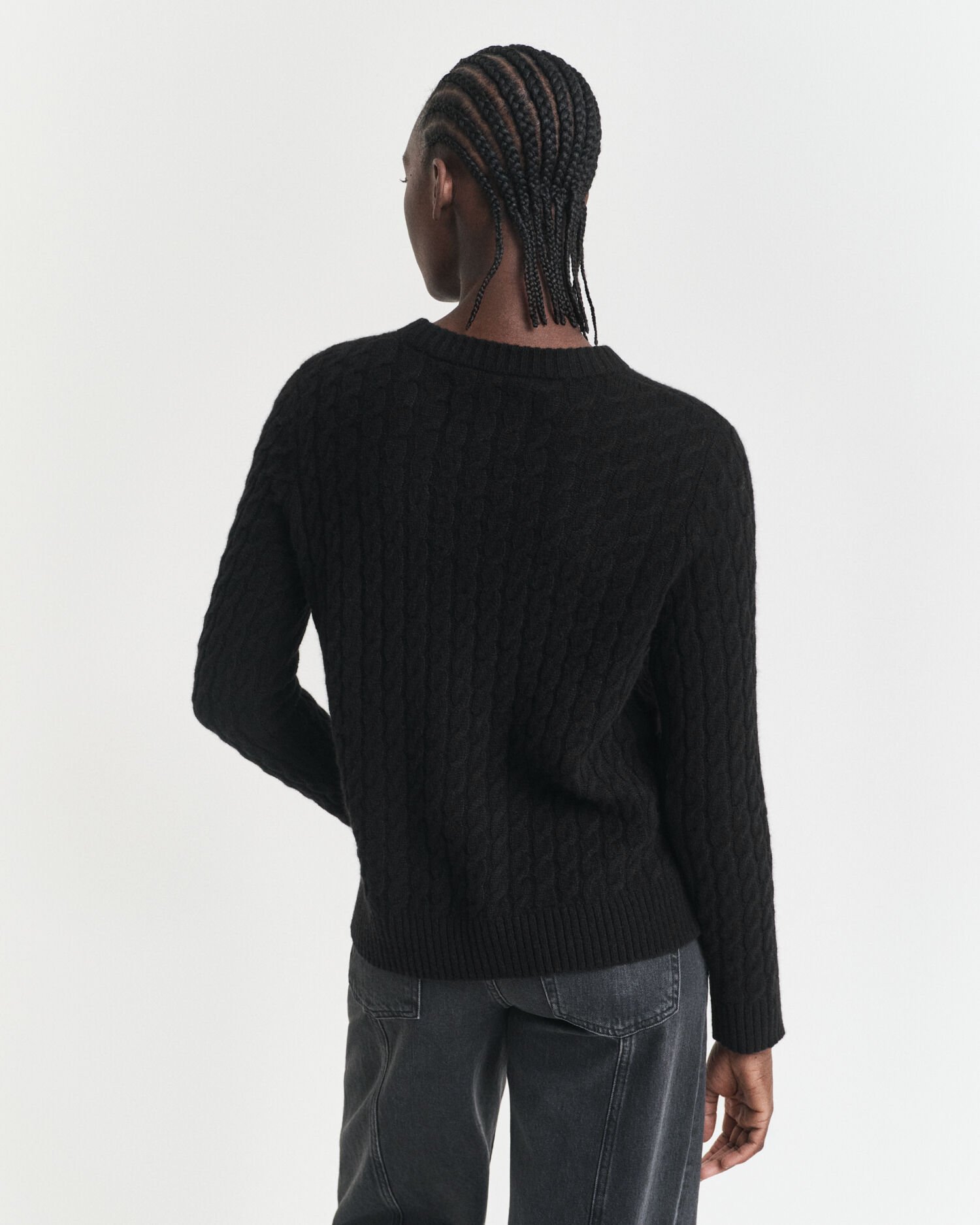 Cashmere Cable Knit Crew Neck Sweater