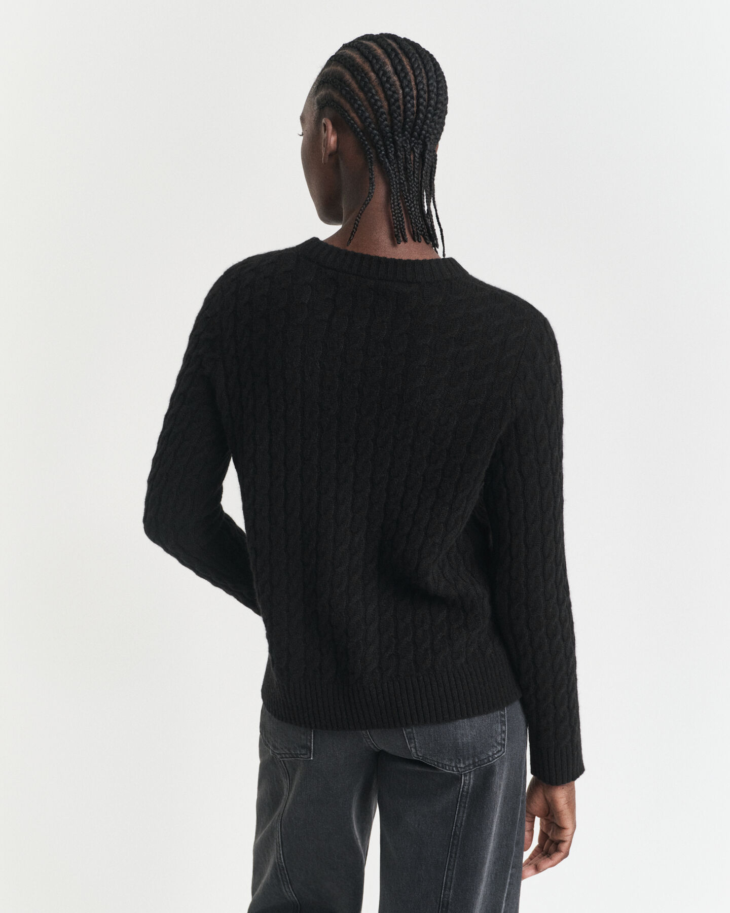 Cashmere Cable Knit Crew Neck Sweater