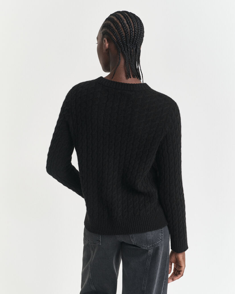Cashmere Cable Knit Crew Neck Sweater