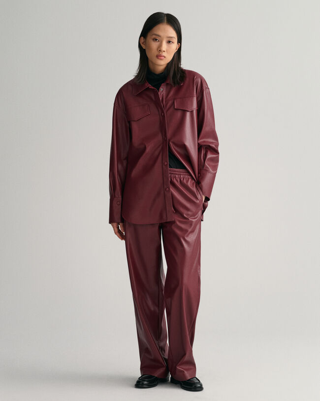 Relaxed Fit Faux Leather Pull-On Pants