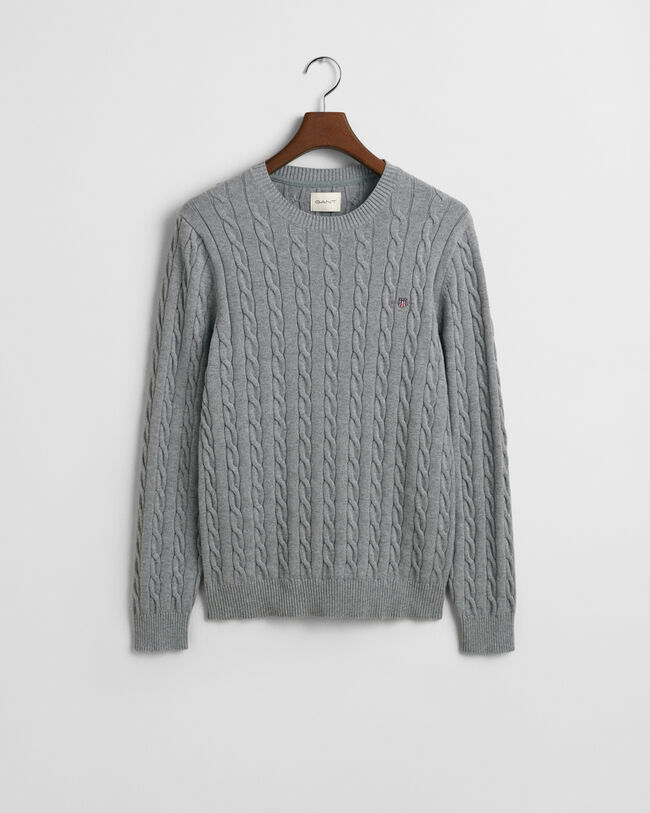 Cotton Cable Knit Crew Neck Sweater GANT