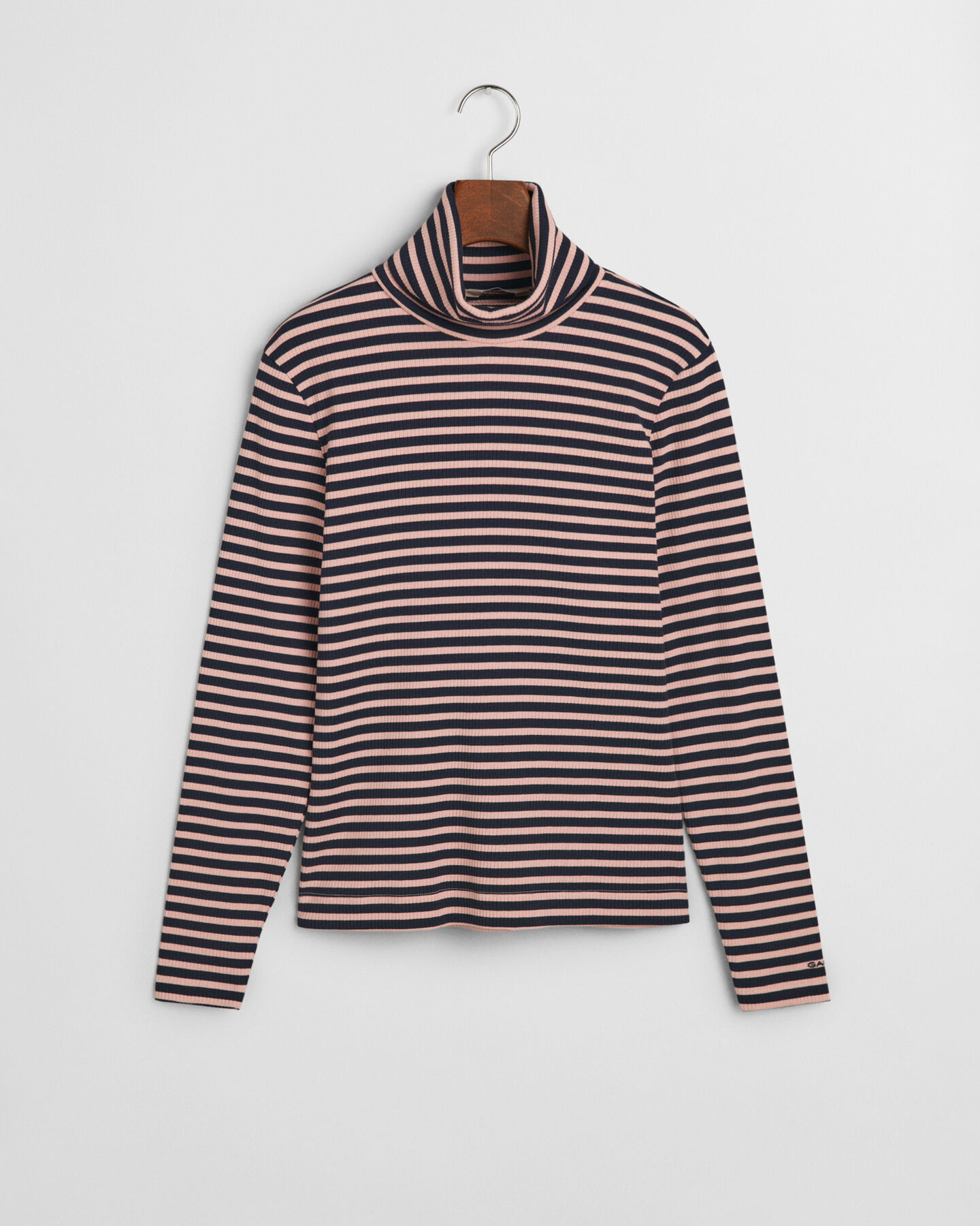 Striped Rib Long Sleeve Turtleneck Top