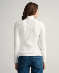 Stretch Cotton Cable Turtleneck