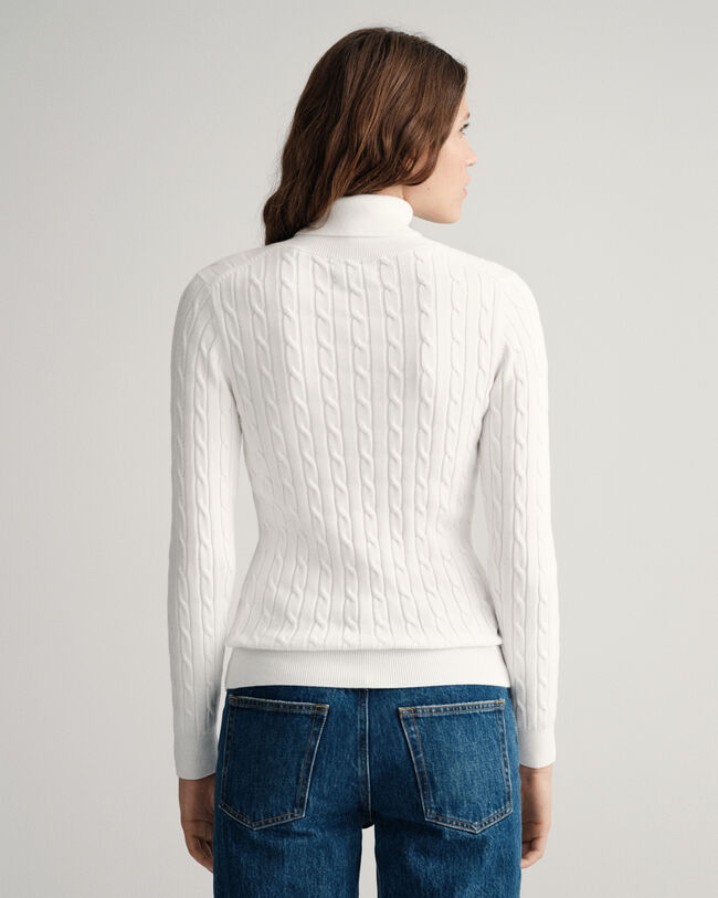 Stretch Cotton Cable Turtleneck