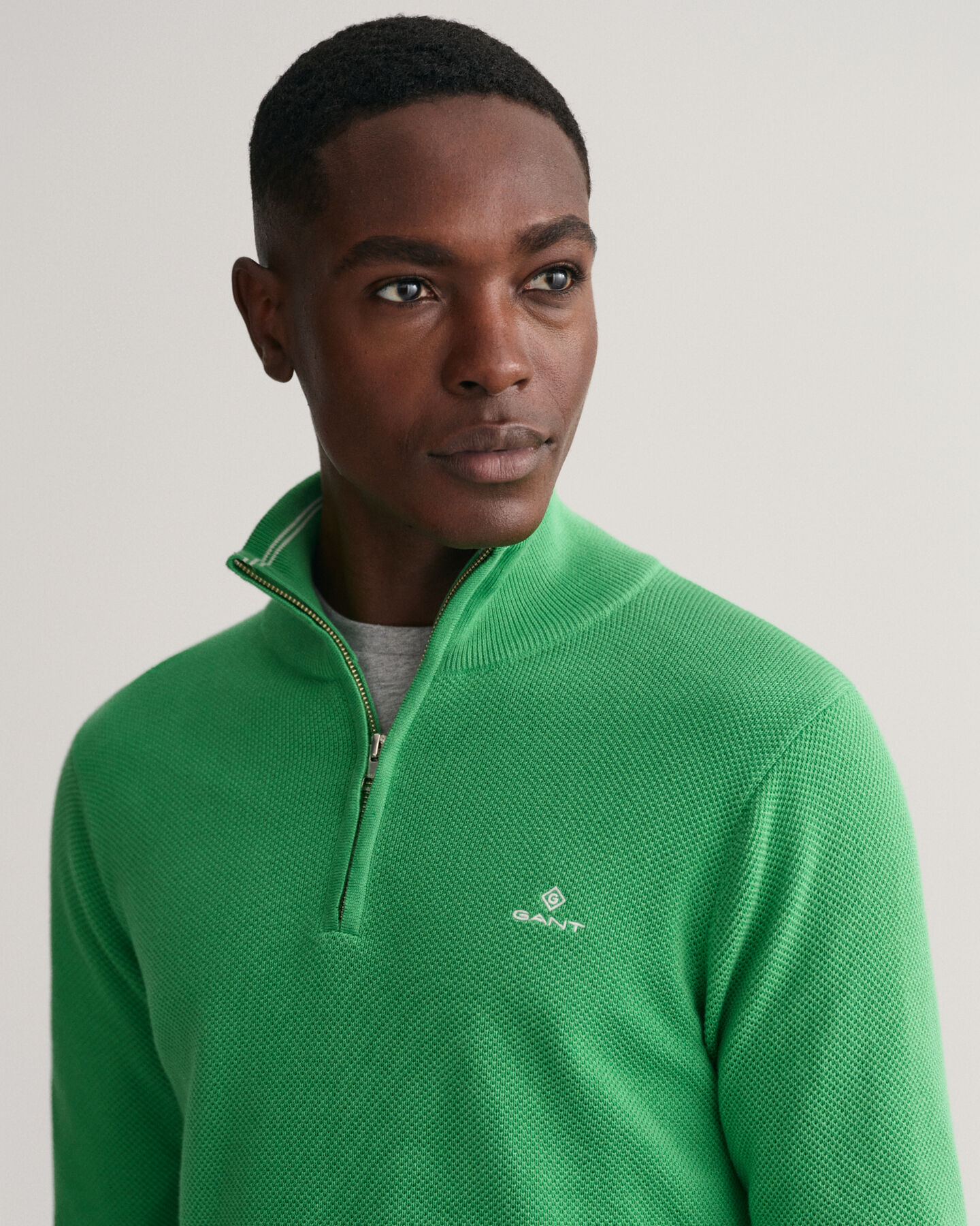 Cotton Piqu&eacute; Half-Zip Sweater